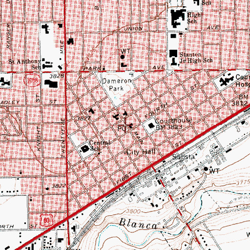 Topographic Map of Hereford Post Office, TX
