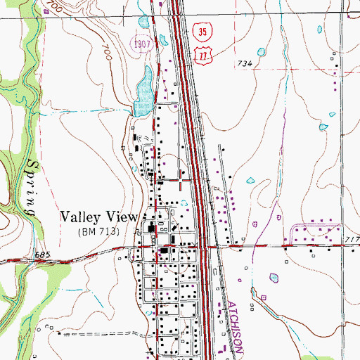 Topographic Map of Valley View Post Office, TX