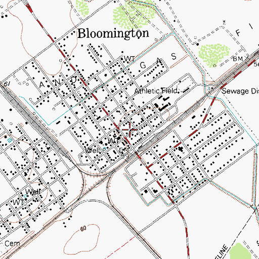 Topographic Map of Bloomington Post Office, TX