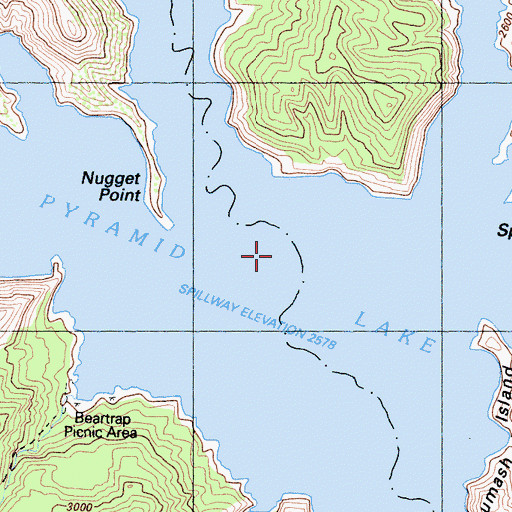 Topographic Map of Pyramid Lake, CA
