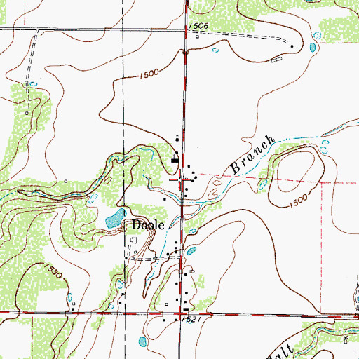 Topographic Map of Doole Post Office, TX