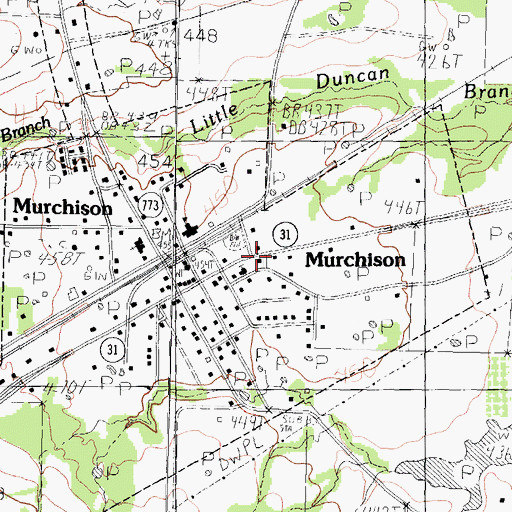 Topographic Map of Murchison Post Office, TX