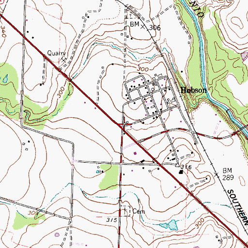 Topographic Map of Hobson Post Office, TX
