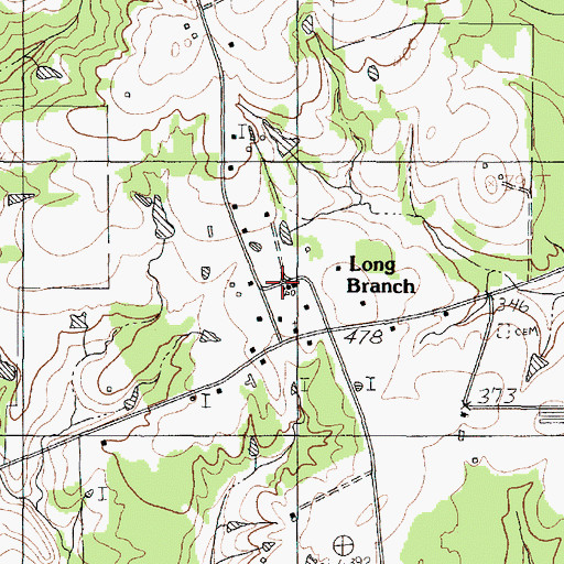 Topographic Map of Long Branch Post Office, TX