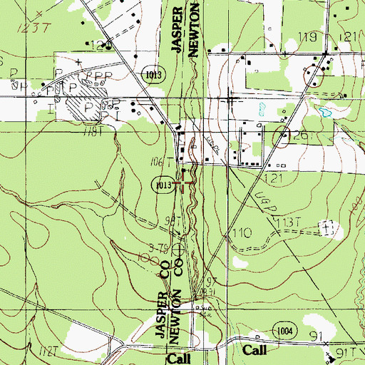 Topographic Map of Call Post Office, TX