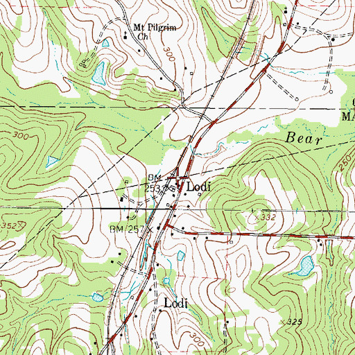 Topographic Map of Lodi Post Office, TX