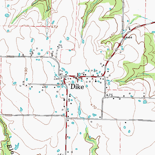 Topographic Map of Dike Post Office, TX