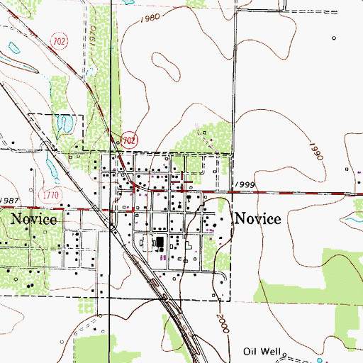 Topographic Map of Novice Post Office, TX
