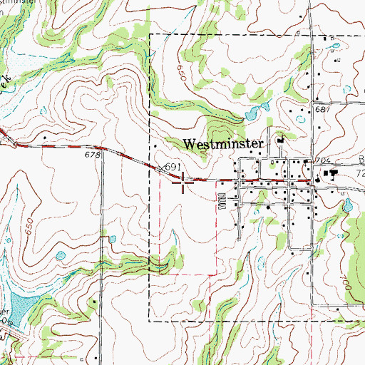 Topographic Map of Westminster Post Office, TX