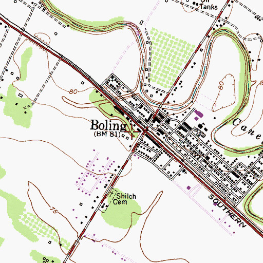 Topographic Map of Boling Post Office, TX