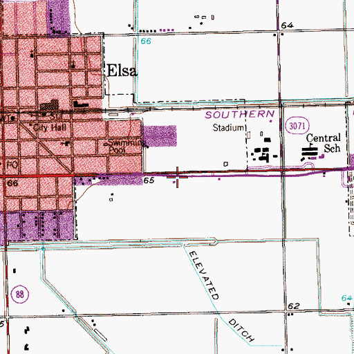 Topographic Map of Elsa Post Office, TX