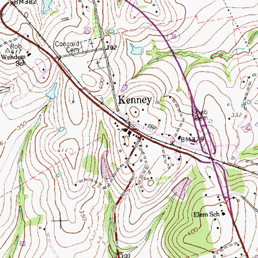 Topographic Map of Kenney Post Office, TX
