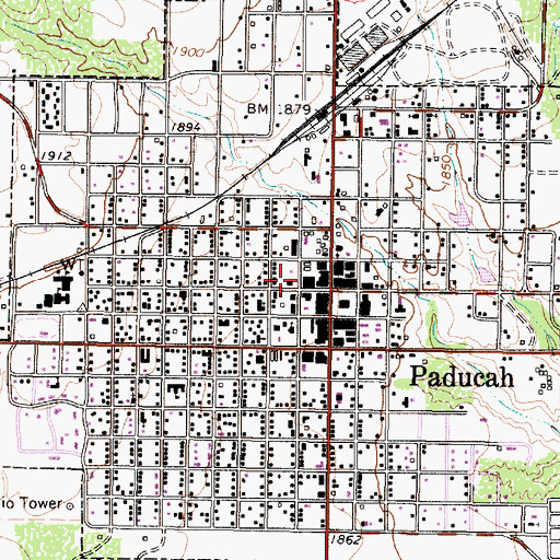 Topographic Map of Paducah Post Office, TX