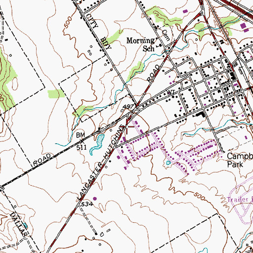 Topographic Map of Hutchins Post Office, TX