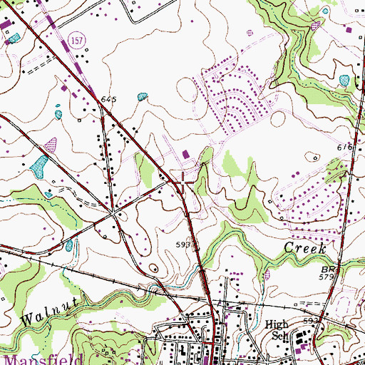 Topographic Map of Mansfield Post Office, TX