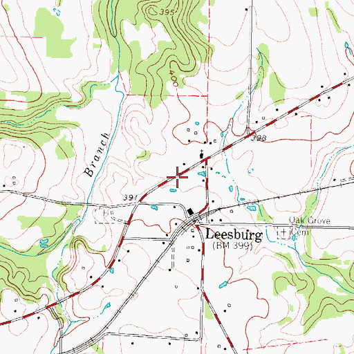 Topographic Map of Leesburg Post Office, TX