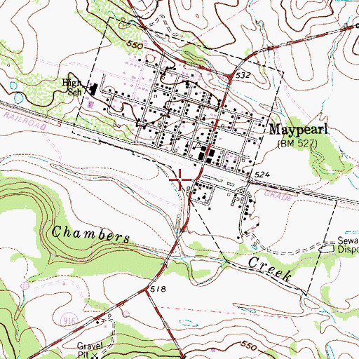 Topographic Map of Maypearl Post Office, TX