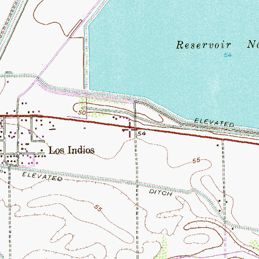 Topographic Map of Los Indios Post Office, TX