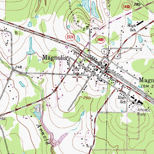 Topographic Map of Magnolia Post Office, TX