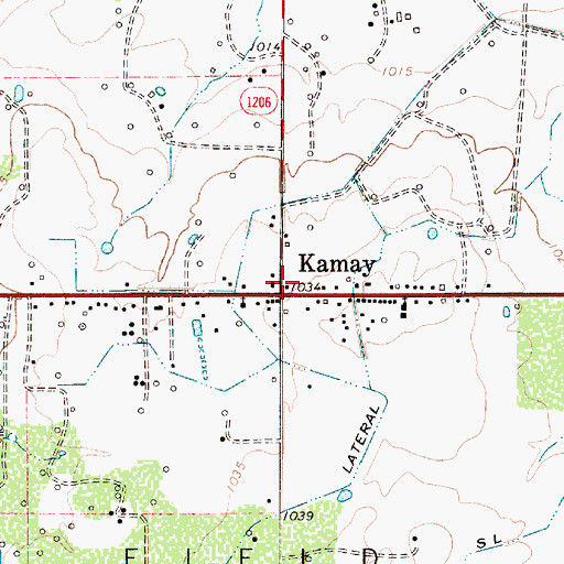 Topographic Map of Kamay Post Office, TX