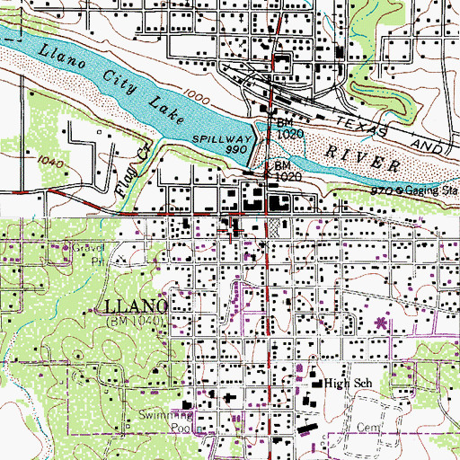 Topographic Map of Llano Post Office, TX