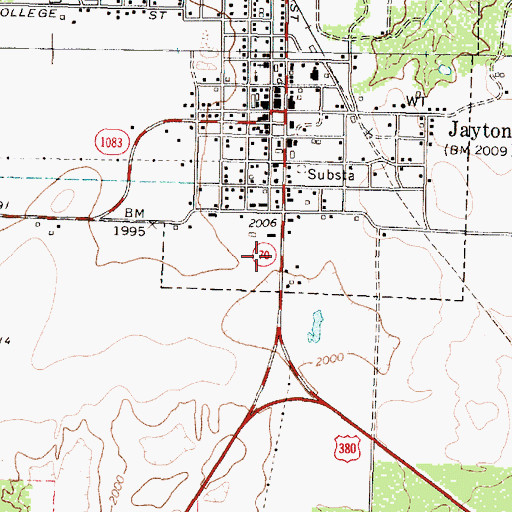 Topographic Map of Jayton Post Office, TX