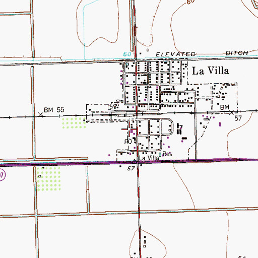 Topographic Map of La Villa Post Office, TX