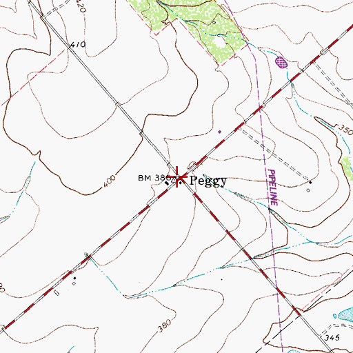Topographic Map of Peggy Post Office, TX