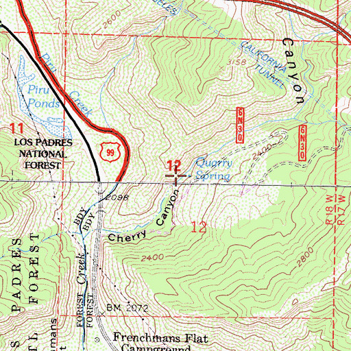 Topographic Map of Quarry Spring, CA