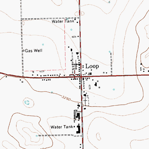 Topographic Map of Loop Post Office, TX