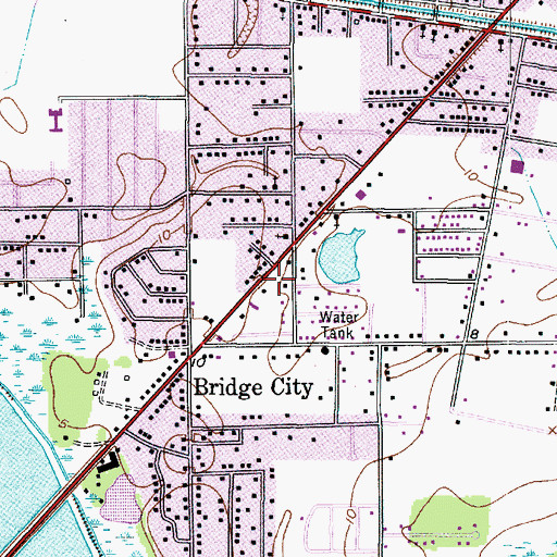 Topographic Map of Bridge City Post Office, TX