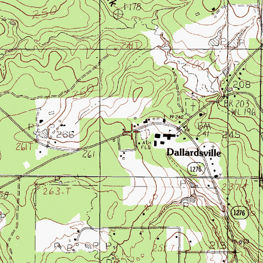 Topographic Map of Dallardsville Post Office, TX