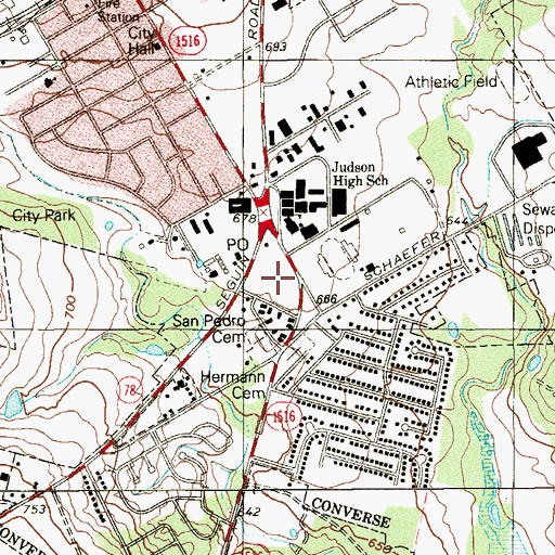 Topographic Map of Converse Post Office, TX