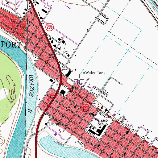 Topographic Map of Freeport Post Office, TX