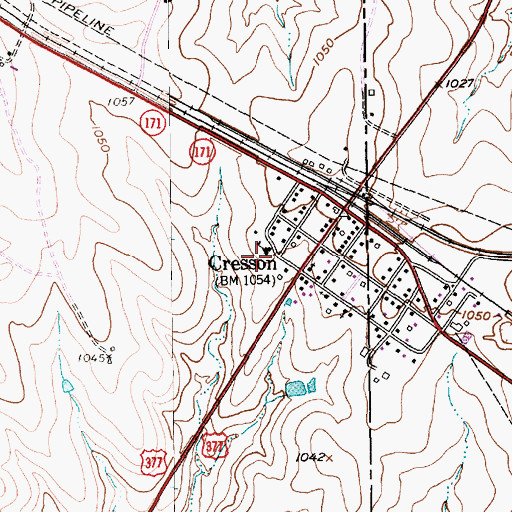 Topographic Map of Cresson Post Office, TX