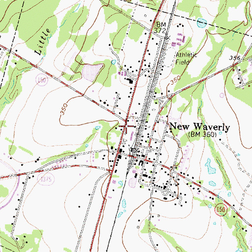 Topographic Map of New Waverly Post Office, TX