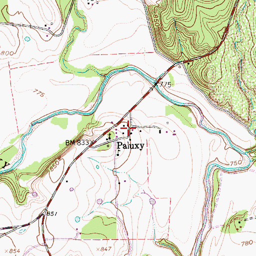 Topographic Map of Paluxy Post Office, TX