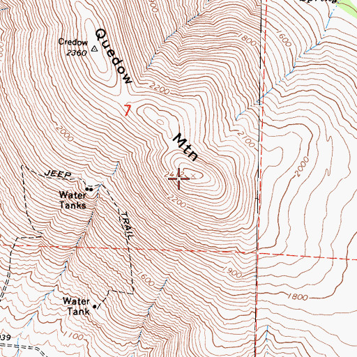 Topographic Map of Quedow Mountain, CA