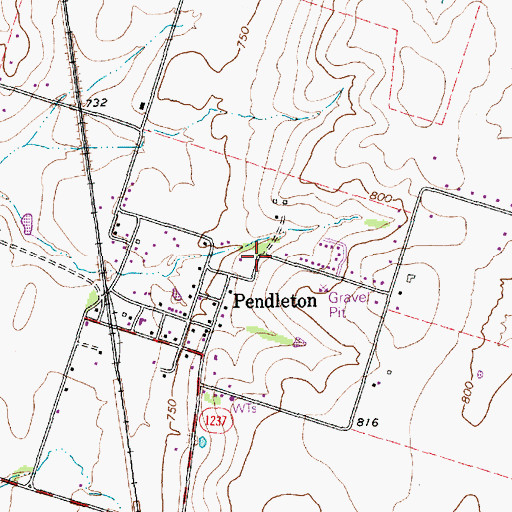 Topographic Map of Pendleton Post Office, TX