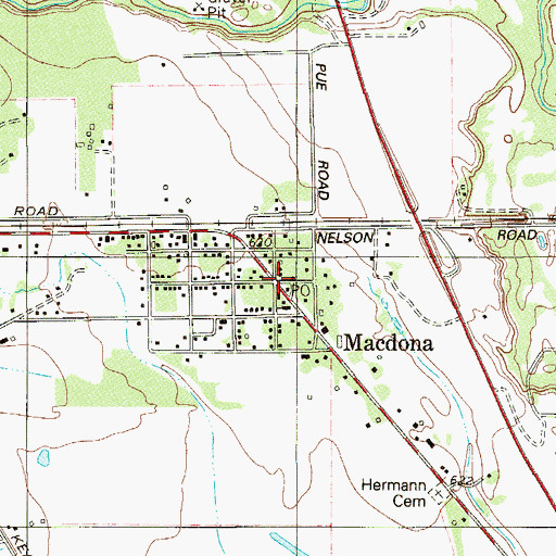 Topographic Map of Macdona Post Office, TX