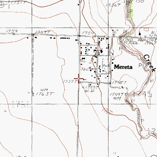 Topographic Map of Mereta Post Office, TX