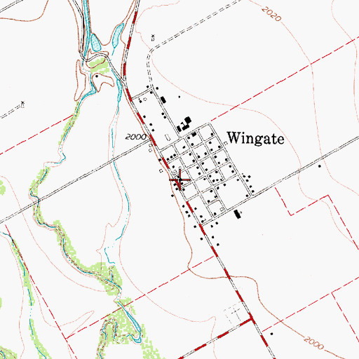 Topographic Map of Wingate Post Office, TX