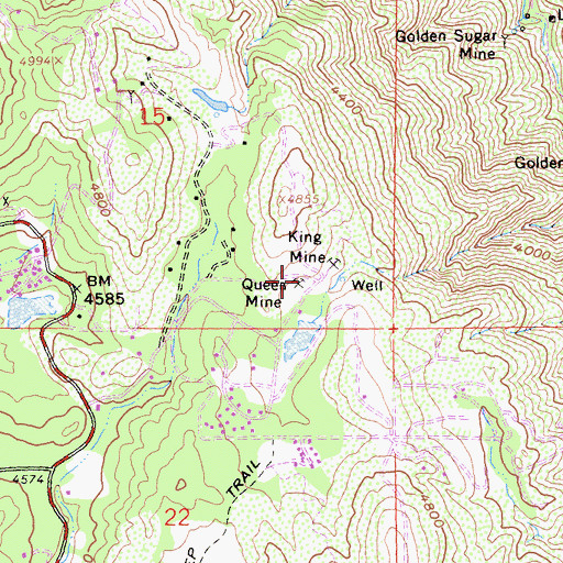 Topographic Map of Queen Mine, CA