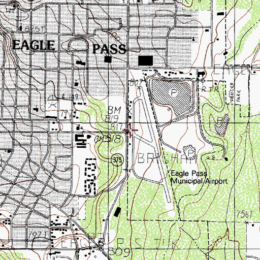 Topographic Map of Eagle Pass Post Office, TX