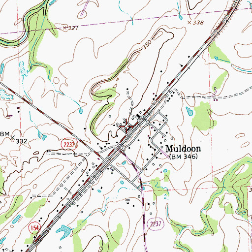 Topographic Map of Muldoon Post Office, TX