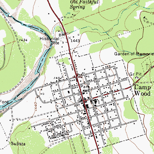 Topographic Map of Camp Wood Post Office, TX