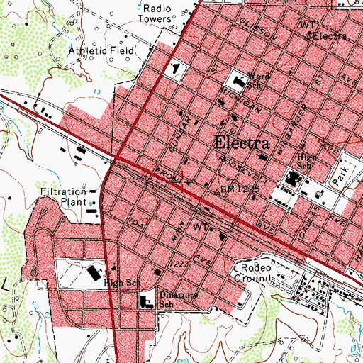 Topographic Map of Electra Post Office, TX