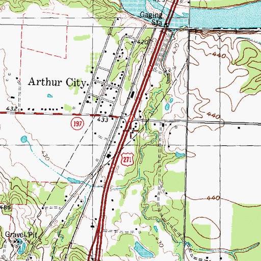 Topographic Map of Arthur City Post Office, TX