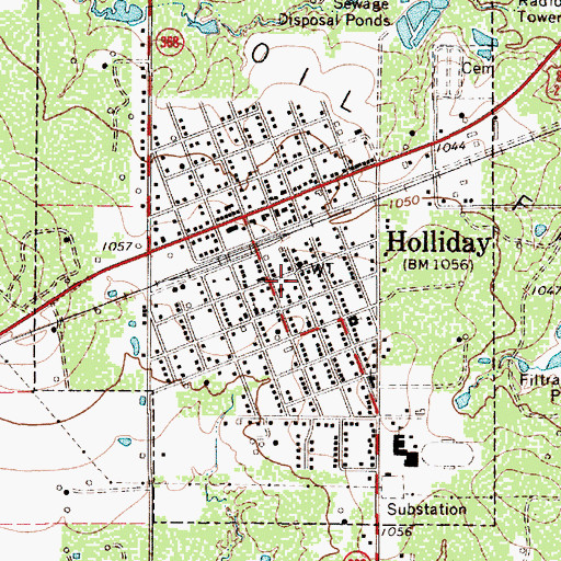 Topographic Map of Holliday Post Office, TX