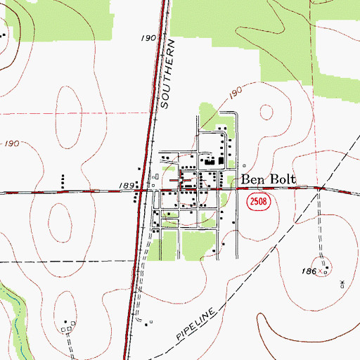 Topographic Map of Ben Bolt Post Office, TX